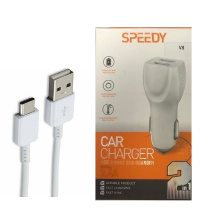 Picture of Speedy Car Charger with Type C Cable - White