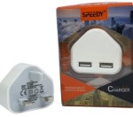 Picture of Speedy Dual 2 Port USB Charger USB 3 Pin UK Mains Wall Plug Adapter 2.1A