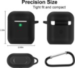 Picture of AirPods Case Cover For AirPods 2nd & 1st Generation, Silicone Shockproof AirPods Case Cover [Front LED Visible][Support Wireless Charging][Extra Protection] With Hook