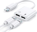 Picture of 2 in 1 Dual Lightning iPhone Adapter & Splitter, Adapter Dual Converter Cable Headphone Music + Charge With Lightning Cable - copy
