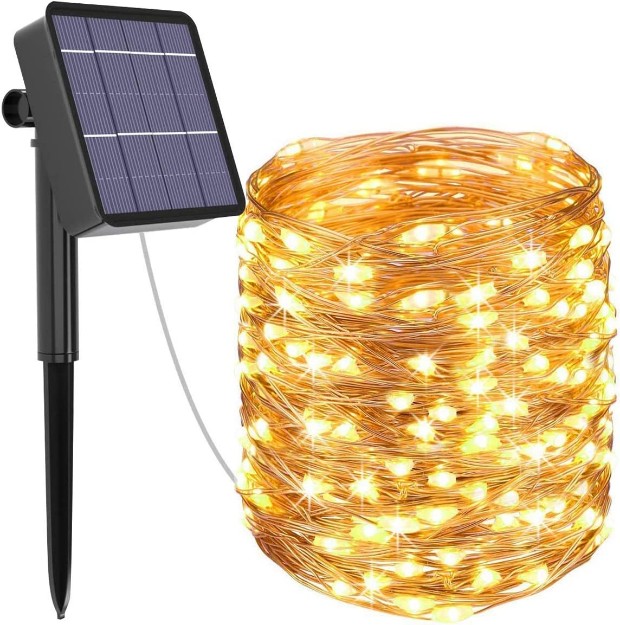 100 LED WHITE Lightweight 10m Solar String Fairy Lights with 8 modes! 