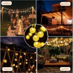 Picture of Solar String Lights, 59Ft 100 LEDs Solar/USB Powered Garden Lights with 8 Mode, IP65 Waterproof Crystal Ball Indoor Outdoor 
