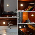 Picture of Tap Light Push Spot Lights Indoor Portable LED Stick on Puck Lights Battery Operated Powered for Cupboards Wardrobe Cabinet Closet Kitchen Golden Warm