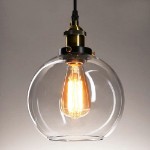 Picture of Vintage Pendant Light, 20cm Industrial Clear Glass Ceiling Light Hanging Fitting Fixture for Kitchen Island Bedroom Hallway
