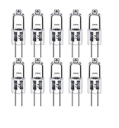 Picture of G4 Halogen Light Bulbs 10W 12V Clear Capsule 2 Pin Lamp Bulb Halogen Pin Base Warm White Dimmable 10 Pack