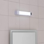 Picture of Modern Gloss White 5w LED Bathroom Wall Light with Shaver Socket and Pull Switch