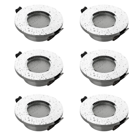 Picture of  6X Downlight Bathroom IP44 incl. GU10 lamp Holder - Mounting Hole 65mm Aluminium Silver Chrome, LED | recessed Lighting