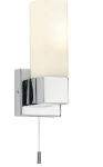 Picture of Square Modern Chrome Plated Bathroom Wall Light with a White Frosted Glass Shade Zone 2 Rated IP44