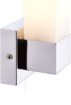 Picture of Square Modern Chrome Plated Bathroom Wall Light with a White Frosted Glass Shade Zone 2 Rated IP44