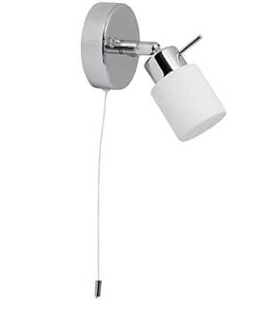 Picture of Modern Polished Chrome & Glass IP44 Bathroom Wall Light with Pull Cord Switch