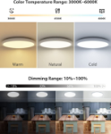 Picture of LED Ceiling Light Dimmable, 24W 3200LM Bathroom Lights Ceiling with Remote Control, RGB Color Changing, 3000-6500K, Timer & Memory, Round Flush Ceiling Lamp