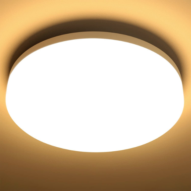 Picture of Bathroom Light Warm White, 15W 1500 Lumen Waterproof Ceiling Lights, 3000K, IP54, 100W Equivalent, Small, Modern, Round Ceiling Light