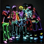 Picture of Blue Wire USB-Charged,Bright Neon Lights Rope Rechargeable, Flexible 360° Illumination DIY Neon Sign Kit for  Festival Party Bar Car Wall Decor, 10m