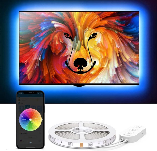 Picture of TV LED Backlight with App Control, RGB LED Strip Light, USB Powered, Adjustable Lighting Kit for TV, Computer, Monitor 