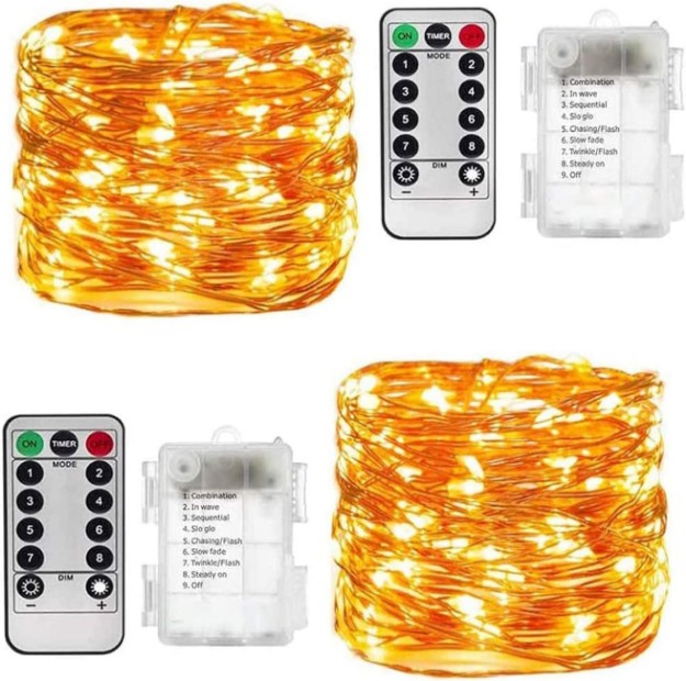 Picture of Fairy Lights String Lights Battery Operated,100 LED Copper Wire Lighting with 8 Modes Remote Control IP67 Waterproof for Indoor Outdoor Halloween Party Wedding Bedroom
