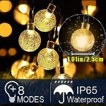 Picture of Solar Garden Lights | 60 LED 36ft Waterproof Outdoor String Lights Solar Powered Crystal Ball Decorative Lights | Warm White