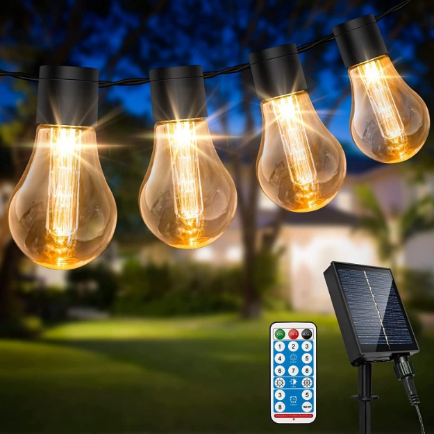 Picture of Solar Lights Outdoor | 29.5Ft Remote Control Solar String Lights Outdoor Waterproof with 8 Modes 20 Shatterproof LED Bulbs