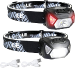 Picture of Head Torch Rechargeable, [Pack of 2] 2000L Waterproof LED Headlamp with 6 Lighting Modes Adjustable Lightweight Battery