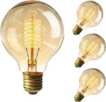 Picture of Vintage Edison Light Bulbs | Dimmable Screw Edison Bulbs Old Fashioned Style Globe Bulbs Retro Spiral Filament Lamp Warm Light 25W | Pack of 4
