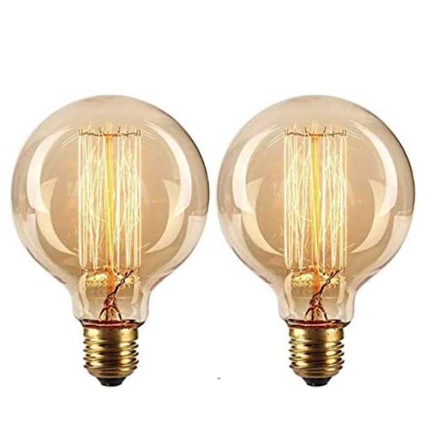 Picture of Light Bulbs 40W E27 ES Edison Screw Bulb Dimmable Filament Light Bulb Retro Old Fashioned Globe Bulb, Pack of 2